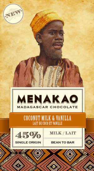 tablette de chocolat lait coco 45% cacao menako