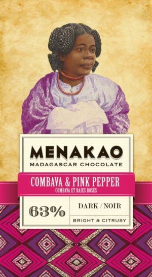 tablette de chocolat noir menako au combava et poivre rose