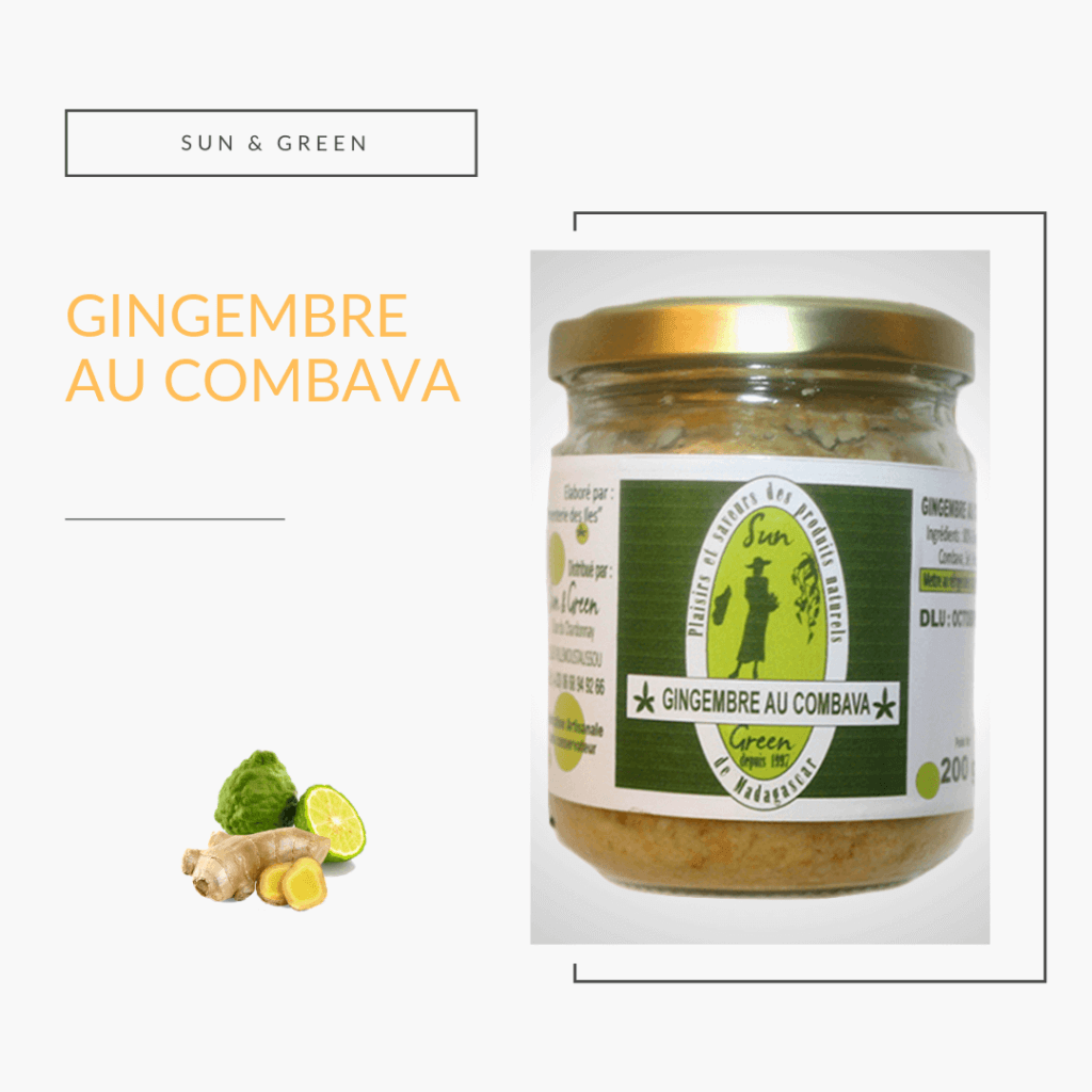 pot en verre condiment au gingembre et combava 200G