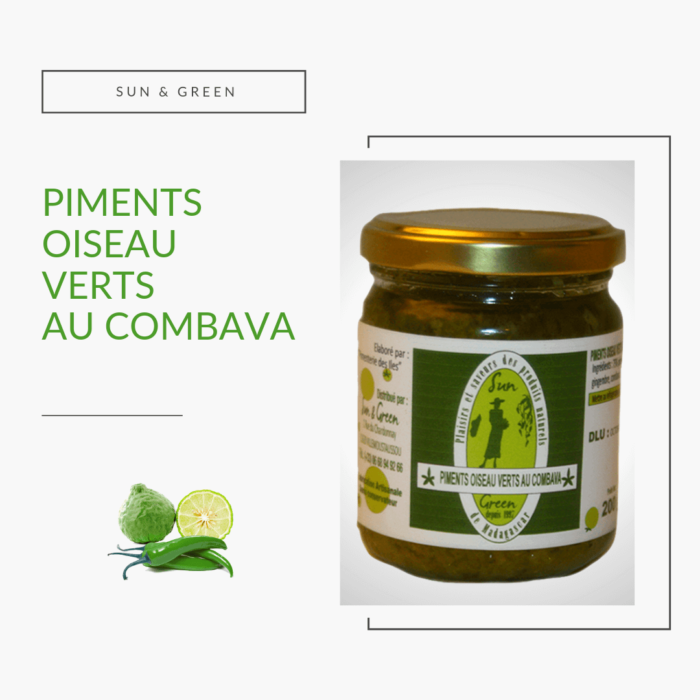 Pot de condiment oiseau vert au combava 200g