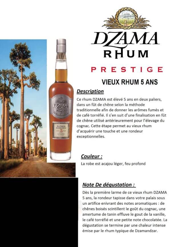 Fiche rhum Dzama vieux 5 ans